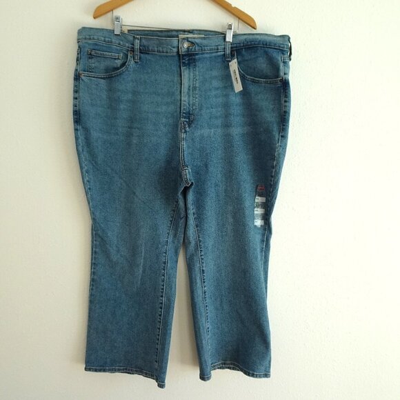 Levi's Cropped Flare Jeans Plus Size 24W Blue Denim Stretch High Waist - Picture 1 of 6